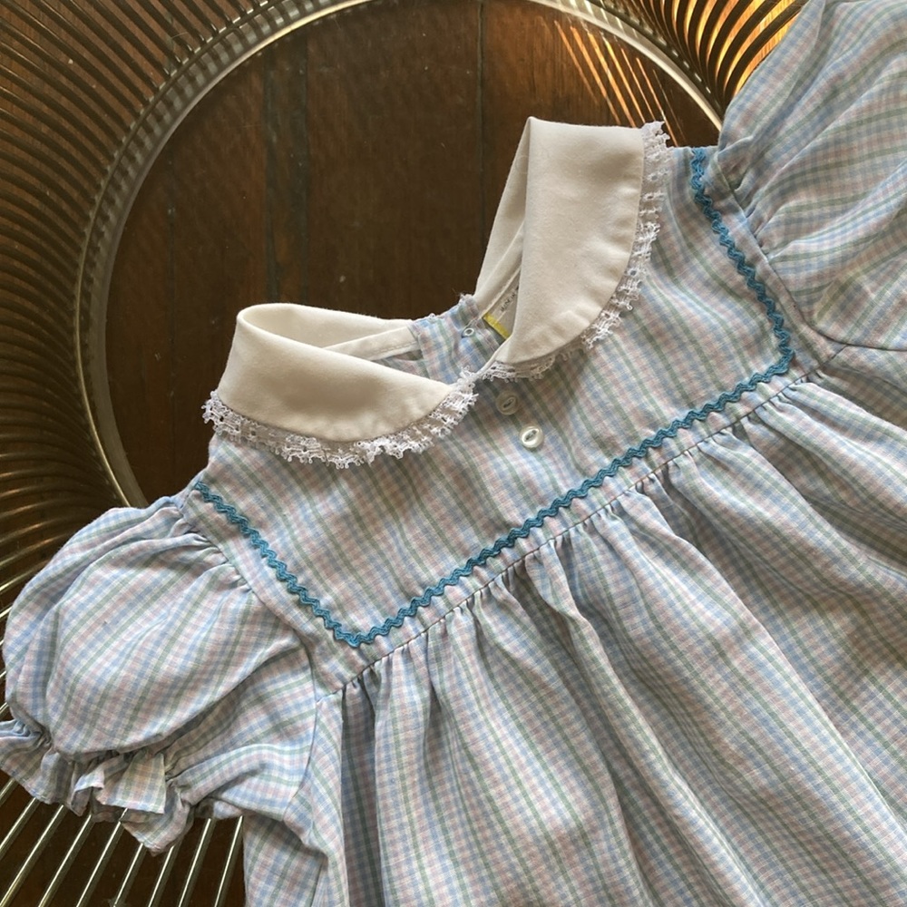 Vintage check dress with goose duck applique size 12 months 80s 90s - Picture 10 of 12